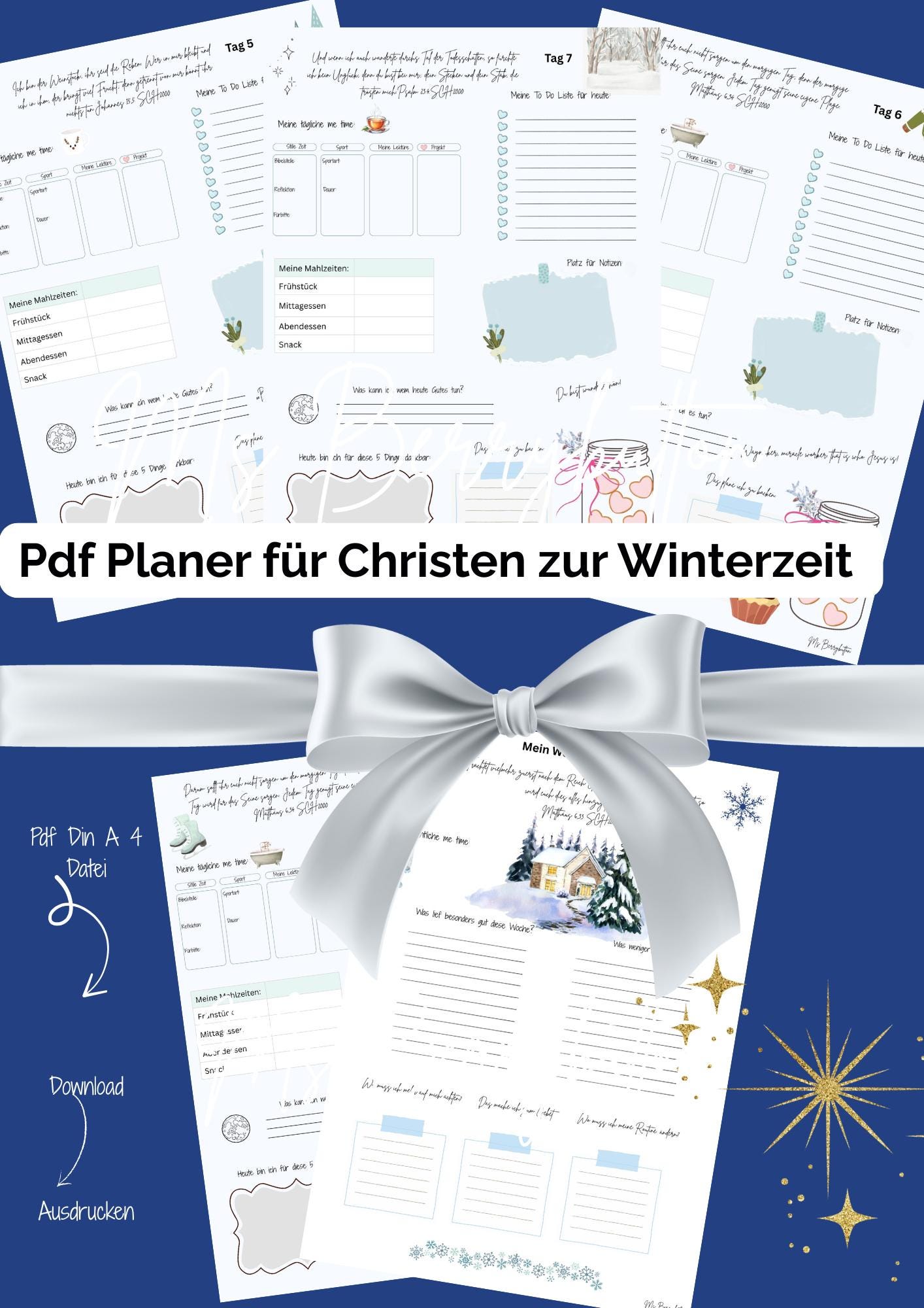 7 Tage Planer für Christen zur Winterzeit m. tgl Bibelversen, Wochenrückblick, Platz für Notizen + Ideen, A 4 pdf, 11 Seiten + 2 Seiten Boni