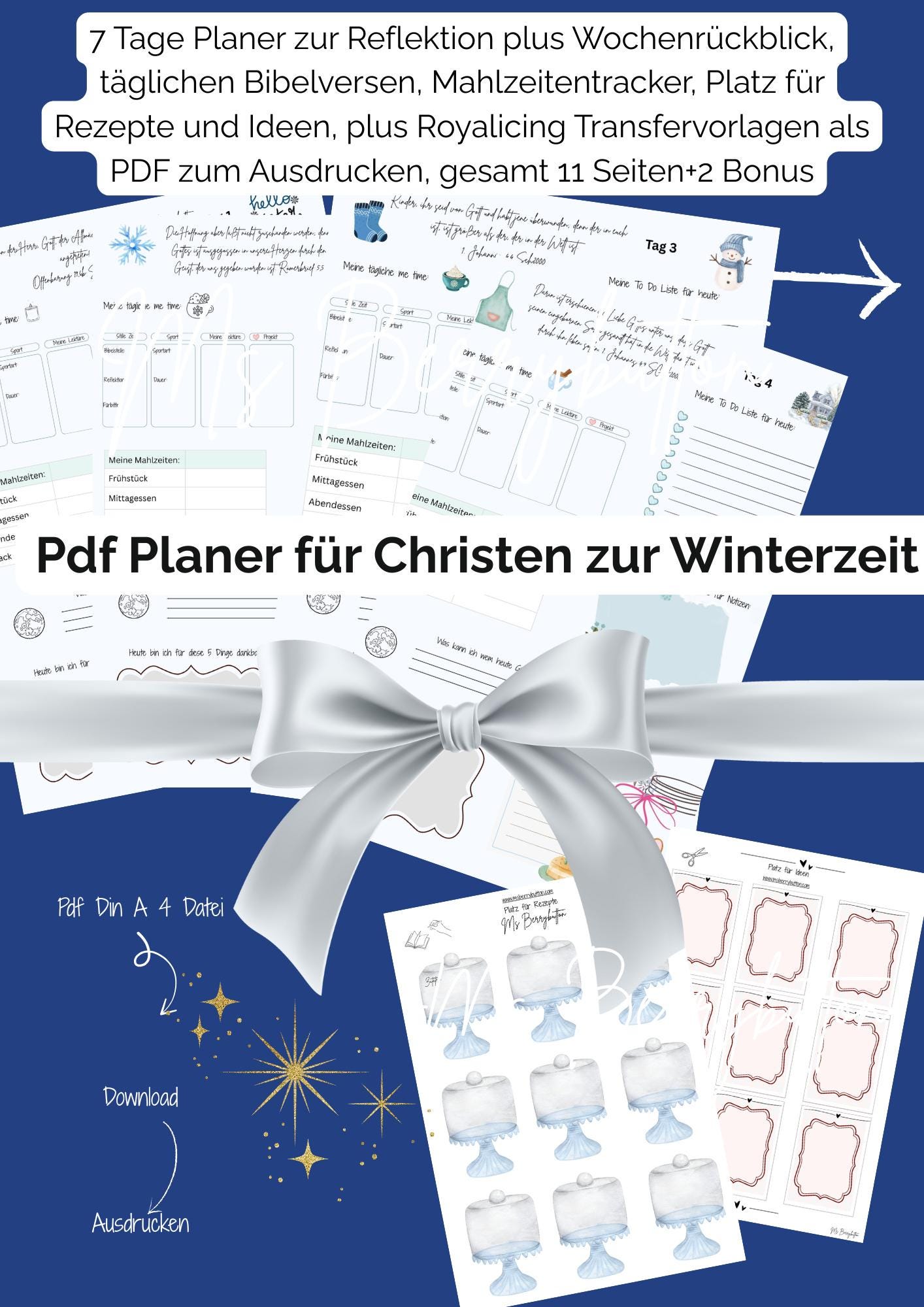7 Tage Planer für Christen zur Winterzeit m. tgl Bibelversen, Wochenrückblick, Platz für Notizen + Ideen, A 4 pdf, 11 Seiten + 2 Seiten Boni